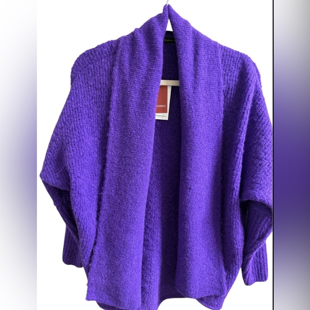 NWT BABY ALPACA CARDIGAN PURPLE OPEN FRONT SHAWL COLLAR Made in Peru S/M LUXARY - Picture 8 of 15